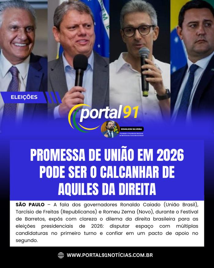 Promessa de união em 2026 pode ser o calcanhar de Aquiles da direita